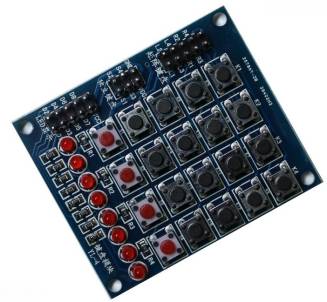 Tastierino matriciale 4x4 con 8 LED per Smart Car. Prodotto Arduiner ARD0011147, disponibile in prenotaizione. Prezzo €3,42."