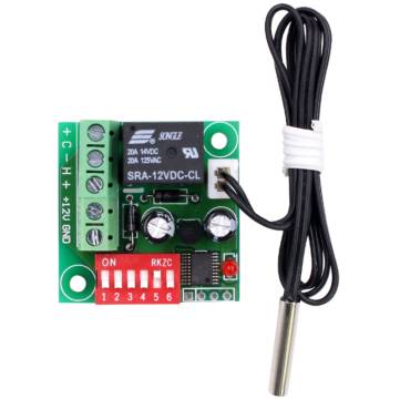 Termostato digitale regolabile XH-W1701 12V DC per raffreddamento, prodotto Arduiner. Immagine in bianco e nero con display L