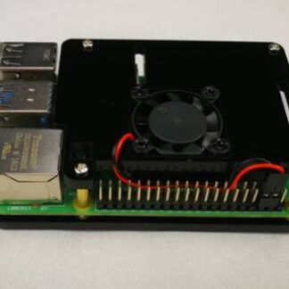**Alt-text:** Ventola singola con custodia in acrilico nero a 2 strati per Raspberry PI 4. Prodotto Arduiner. Prezzo €6,24 (d