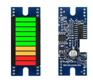 **Alt-text SEO/accessibilità:** Modulo di alimentazione batteria al litio 12V con display e indicatore LED per progetti Ardui