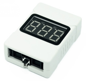 **Alt-text SEO/accessibilità:** Allarme bassa tensione per batterie 1-8S con display per drone (SKU ARD0011923). Ideale per p