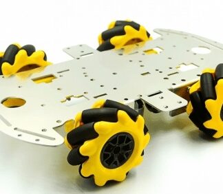 **Alt-text SEO/Accessibilità:** Telaio per auto elettronica in lega di alluminio con ruote mecanum e sistema anticollocazione
