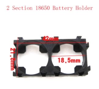 Supporto e guscio radiante per batteria 18650 versione doppia con staffa. Prodotto per hobbyisti elettronici, SKU ARD0012089.