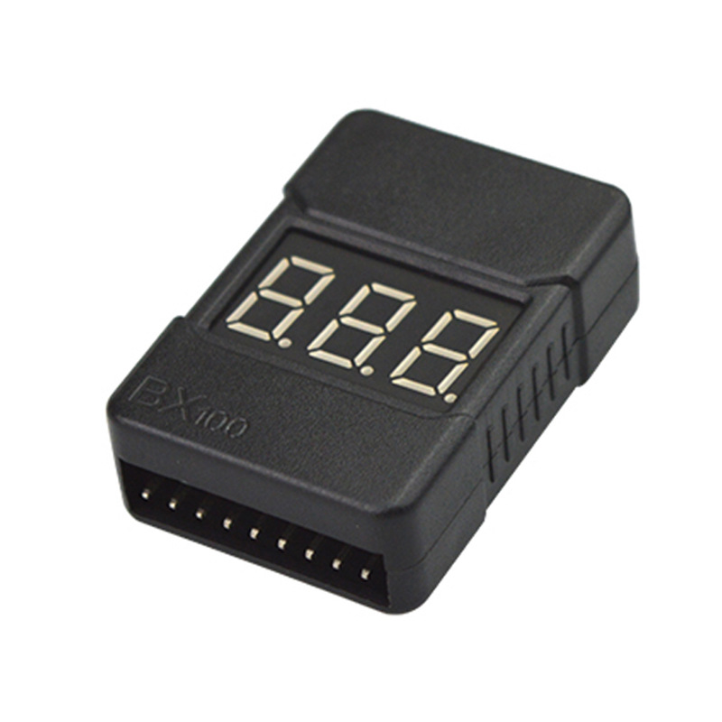 Tester di tensione batteria Lipo con allarme cicalino e display LED. Prodotto Arduiner BX100, disponibile in negozio per elet