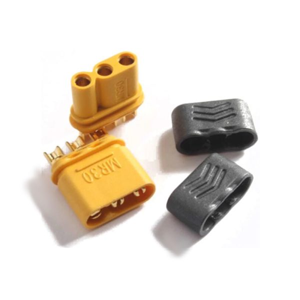 Spina connettore maschio femmina MR30 con guaina per batteria Lipo RC aereo multicottero. Prodotto Arduiner, SKU ARD0012675,