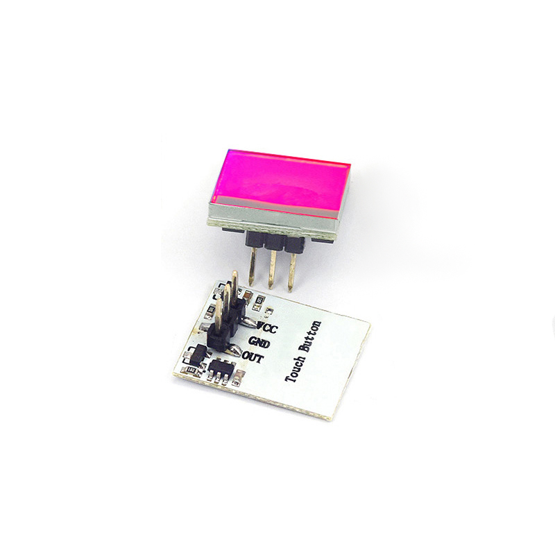 **Alt-text:** Modulo sensore pulsante tattile HTTM con interruttore capacitivo rosso. Prodotto disponibile in inventario per