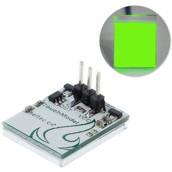 Modulo sensore pulsante tattile HTTM con interruttore capacitivo verde. Prodotto disponibile in stock per il negozio Arduiner
