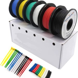30 AWG bobine di filo in rame stagnato in silicone lunghezza 20mt ciascuno colore. 6 colori: Bianco nero blu rosso verde giallo