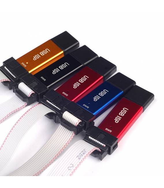 Mini USBISP USBASP Programador en aluminio para 51 Atmel AVR + protección contra sobrecorriente + luces de estado + límite de 64K + WIN7 64 - Imagen 13