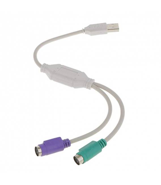 Câble Convertisseur Adaptateur USB mâle vers Double PS/2 femelle pour clavier et souris PS/2 – Image 2