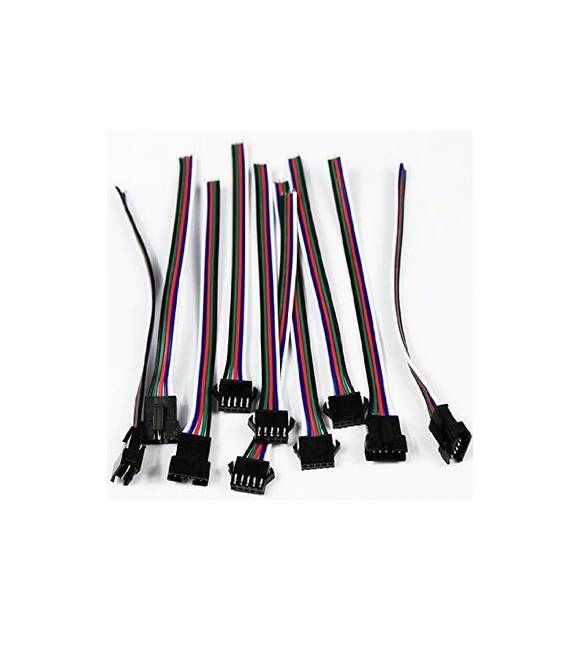 JST SM 4 Pin 10CM RGB Male and Female Plug Jumper Cables Pair for LED Strip - Image 2