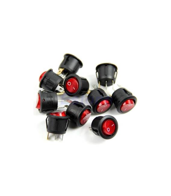 AC 6A / 250 V rotes Licht SPST Rund-Knopf Schalter – Bild 2