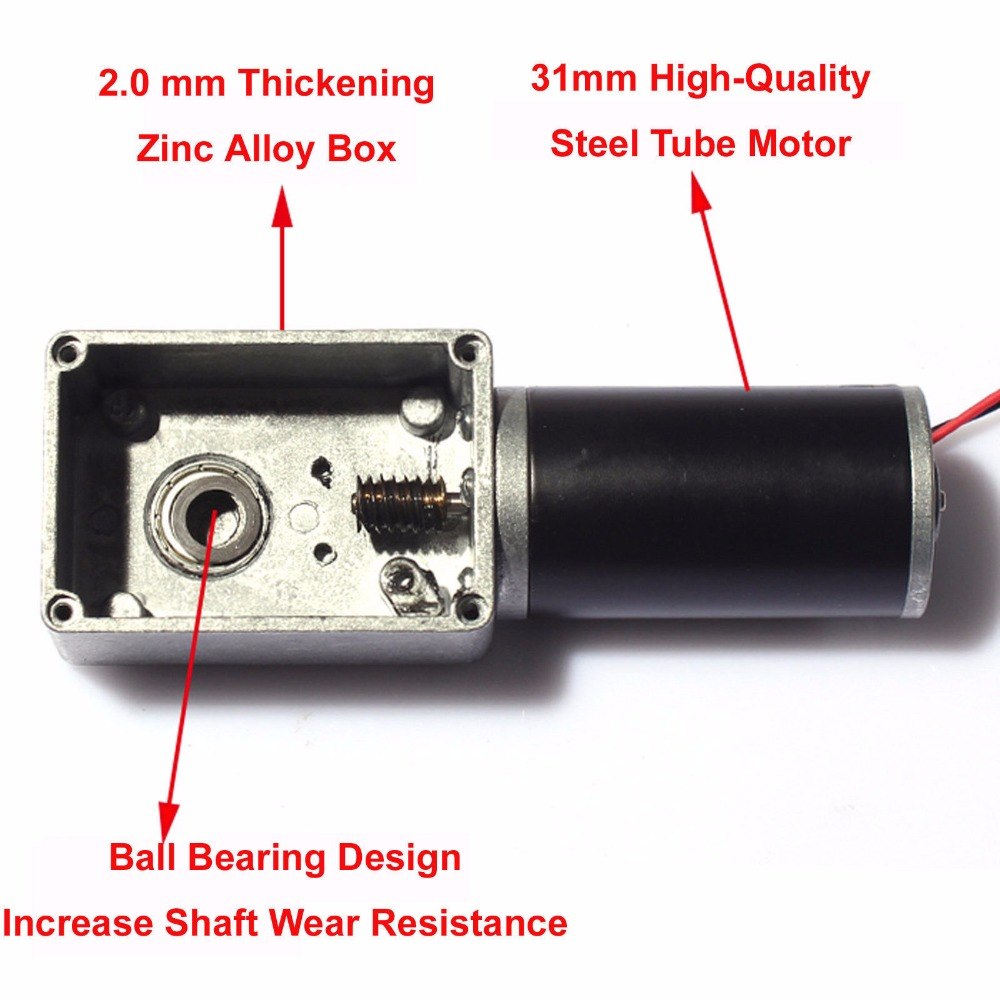DC Motor 4058GW High Torque 12V 15RPM 1:505 36KG*CM - Image 2
