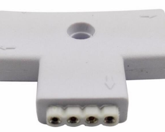 Connettore a T per strisce LED di 4 pin compatibili con tipi 3528/5050. Prodotto della categoria Cavetti e Connettori, dispon