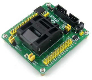 Adattatore di programmazione per STM32-QFP64 in metallo, con connettori USB e FTDI. Prodotto per l'elettronica DIY e la社区助手，我