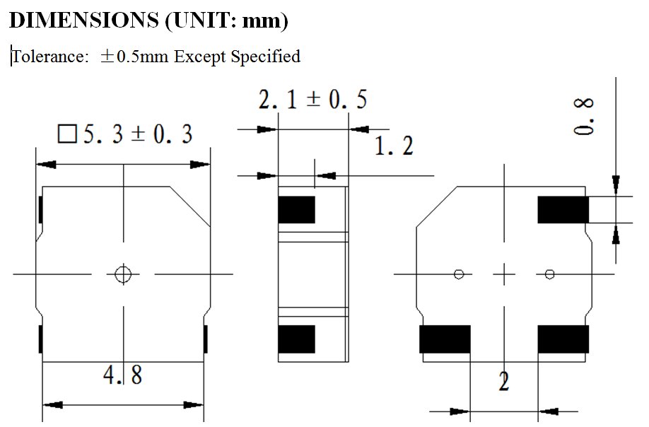 LET7525S 7,5 * 7,5 * 2,5mm Mini Buzzer SMD 2,5 ~ 4VDC – Image 2