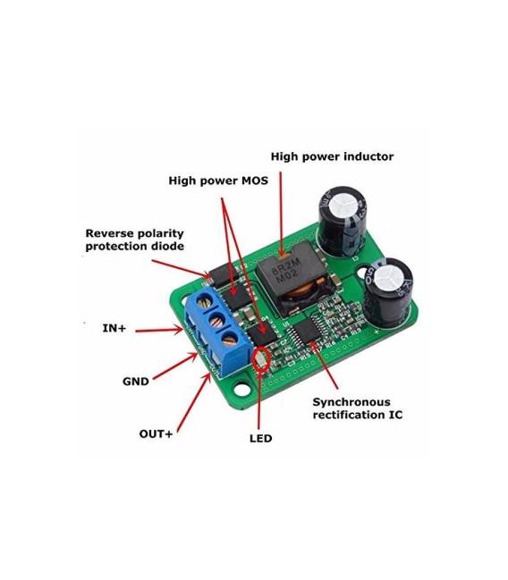 Modulo Regolatore di Tensione DC-DC Step down da 24v-12V a 5V/5A IN (9-35V) Trasformatore di Tensione