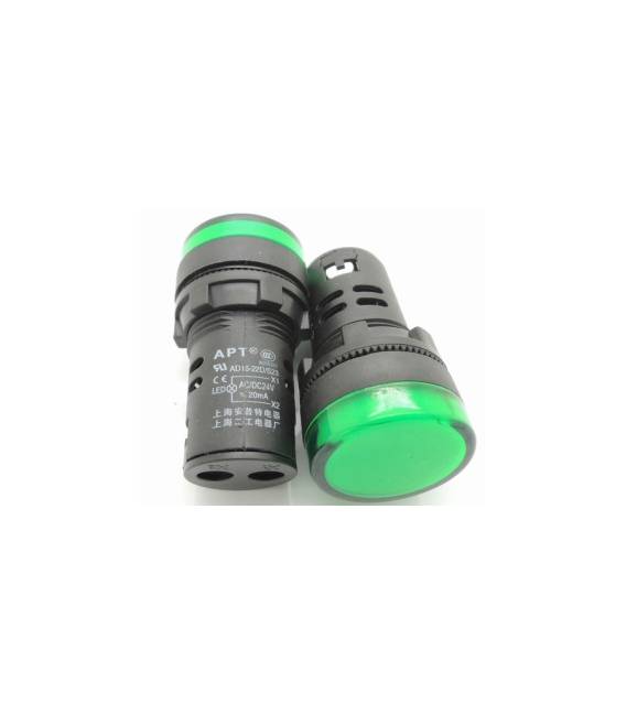 Spia luminosa da pannello Verde AD16-22D/S 24V Foro 22MM