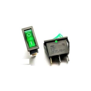 2 Pezzi KCD3 Interruttore tondo verde / KCD3-11-Y / 3pins I / O 15A 250V Switch