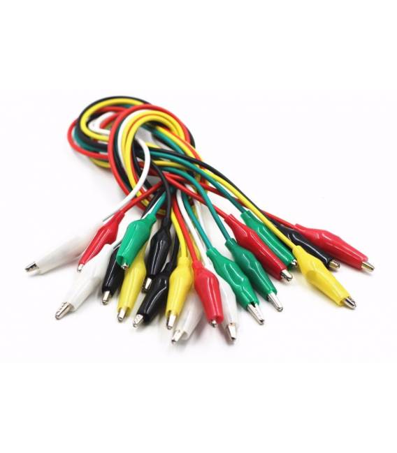 10 Cavi con Pinze a Coccodrillo clips alligator test lead 5 colori lunghezza 50CM
