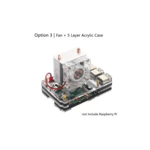 Custodia a 5 strati in acrilico con Ventola CPU Ice Tower RGb 7 colori, per Raspberry Pi 4