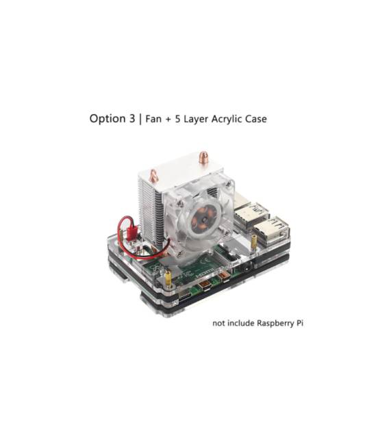 Custodia a 5 strati in acrilico con Ventola CPU Ice Tower RGb 7 colori, per Raspberry Pi 4