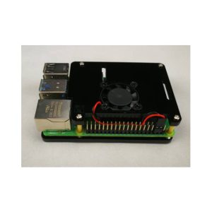 Ventola singola + custodia in acrilico nero a 2 strati per Raspberry PI 4