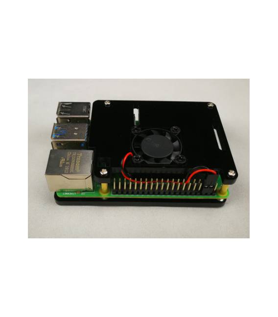 Ventola singola + custodia in acrilico nero a 2 strati per Raspberry PI 4