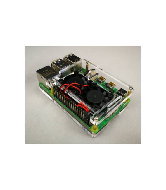 Doppia ventola + custodia in acrilico trasparente a 2 strati per Raspberry PI 4
