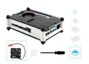 Case in Acrilico Bianco/Nero per Raspberry Pi 4 con Ventola