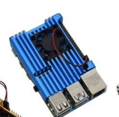 Raspberry pi 4 metal heatsink blue with 1 fan