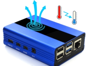 Raspberry Pi 4 aluminum alloy case with a cooling fan blue