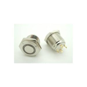 Interruttore a Pulsante Momentaneo 12V 16MM in Metallo Pannello Impermeabile Anti Vandalo