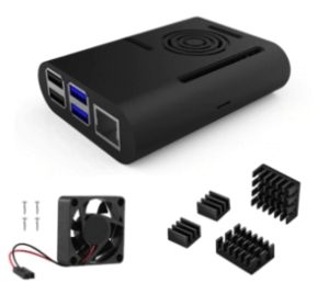 Raspberry pi 4 accessories kit: ABS case + fan + 4pcs heatsink