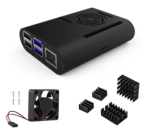 Raspberry pi 4 accessories kit: ABS case + fan + 4pcs heatsink