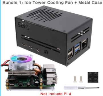 Raspberry Pi 4 Metal Case for Raspberry Pi 4 &, Raspberry Pi Horizontal ICE Tower Cooler / CPU Cooling Fan