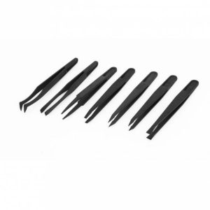 Pinzette antistatiche in plastica a punta piatta Set 7 Pezzi