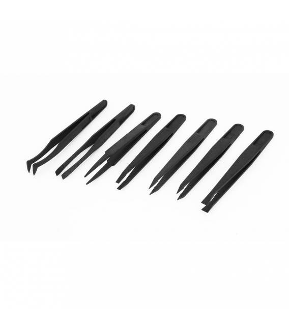Pinzette antistatiche in plastica a punta piatta Set 7 Pezzi