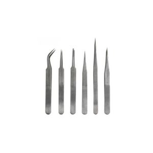Set 6 pezzi Pinzette di precisione Acciaio Inox Stainless steel Anti statica