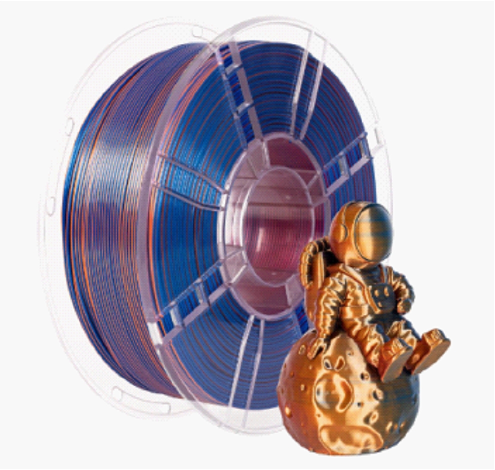 Filamento PLA 1.75mm 1kg – Tricolore Rosso/Blu/Oro – Alta Qualità per Stampanti 3D