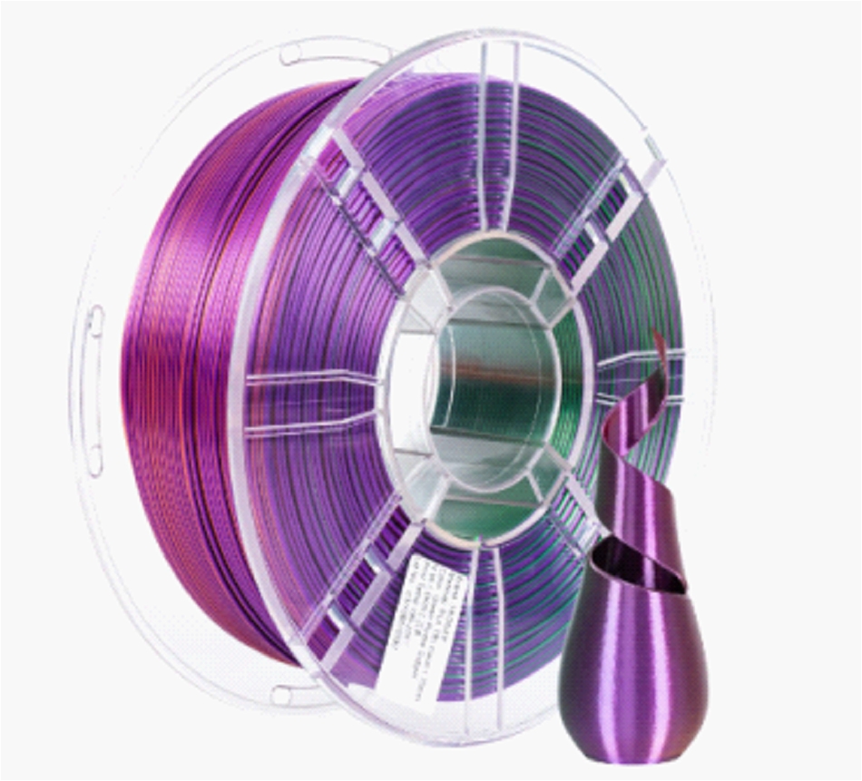 Filamento PLA 1.75mm 1kg – Tricolore Viola/Verde/Ambra – Alta Qualità per Stampanti 3D