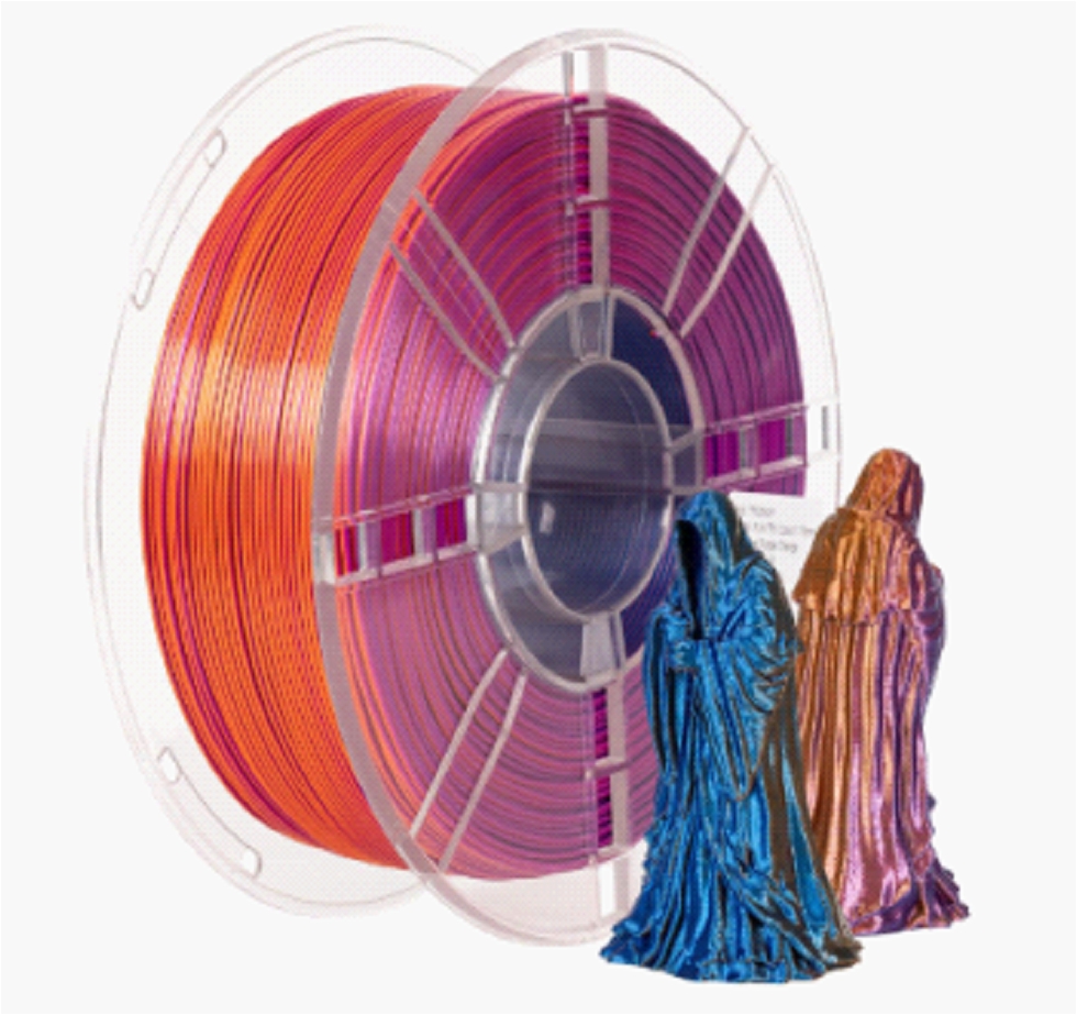 Filamento PLA 1.75mm 1kg – Tricolore Blu/Viola/Arancione – Alta Qualità per Stampanti 3D