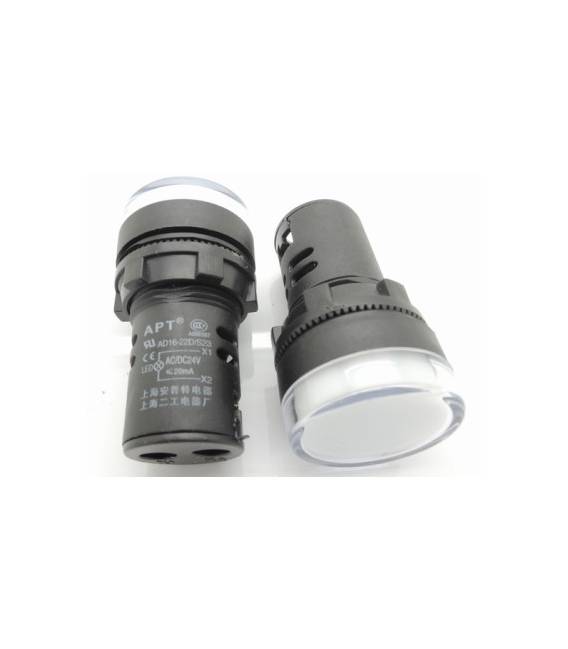 Spia luminosa da pannello Bianca AD16-16C 24V Foro 16MM