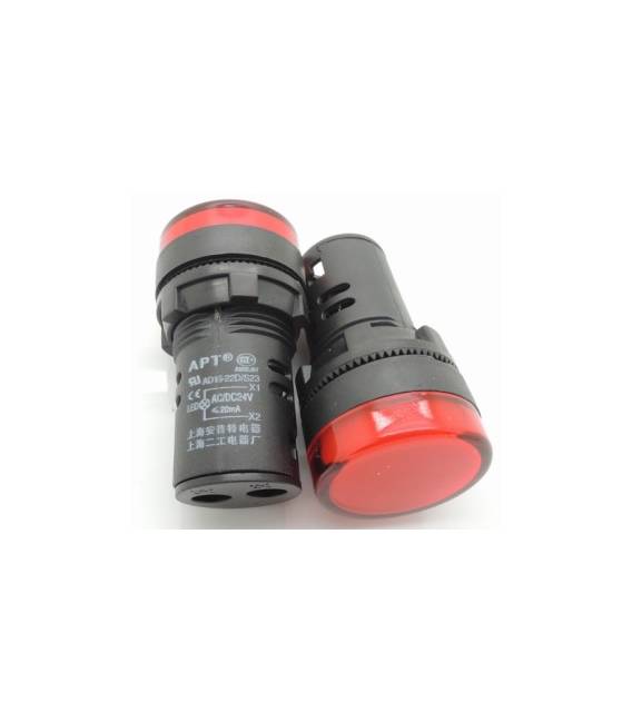 Spia luminosa da pannello Rossa AD16-16C 24V Foro 16MM