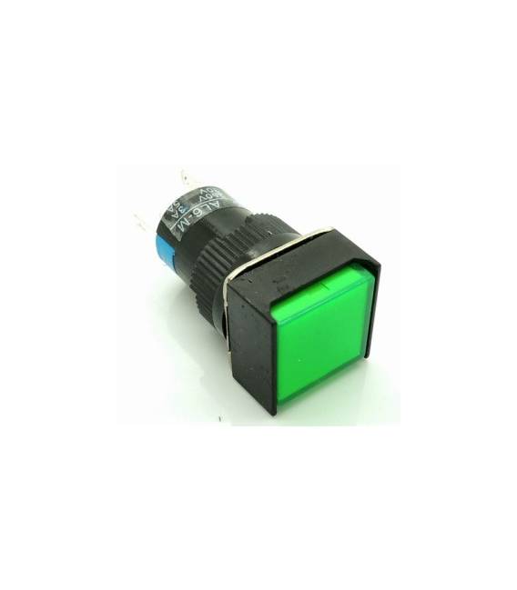 Verde LA16F LAS1 - AF - 11-11 dsquare con lampada bottonePulsante 16 mm VERDE 24VOLT DC