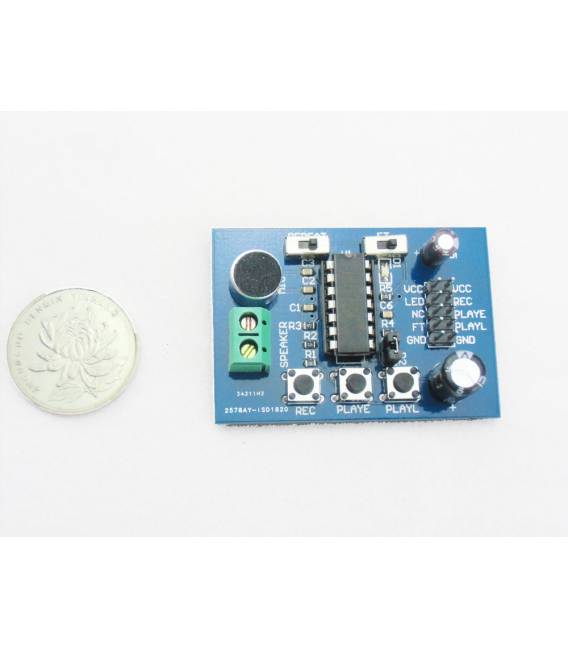 Modulo registrazione suono voce ISD1820 Riproduzione Suono (microfono integrato) Vwersione con PCB Blu