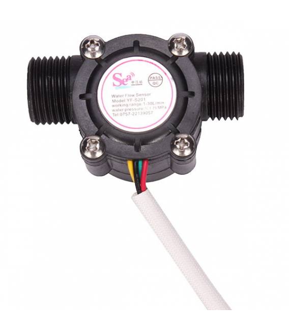 Sensore Flusso d'acqua Flussometro YF-S201 1-30L/min 5-24VDC