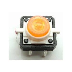 Pulsante Retro illuminato con Led Colore Arancio 12v Mis. 12x12