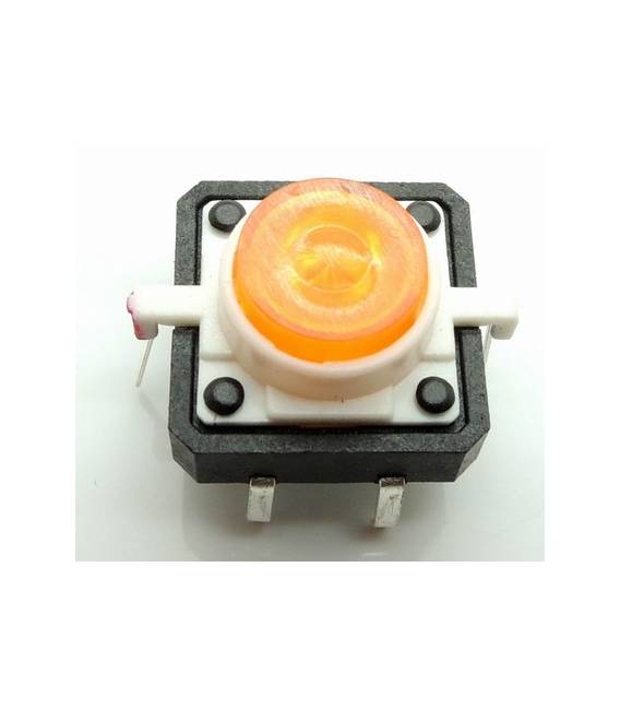Pulsante Retro illuminato con Led Colore Arancio 12v Mis. 12x12