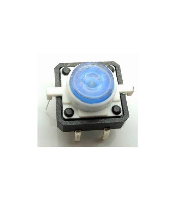 Pulsante Retro illuminato con Led Colore Blu 12v Mis. 12x12